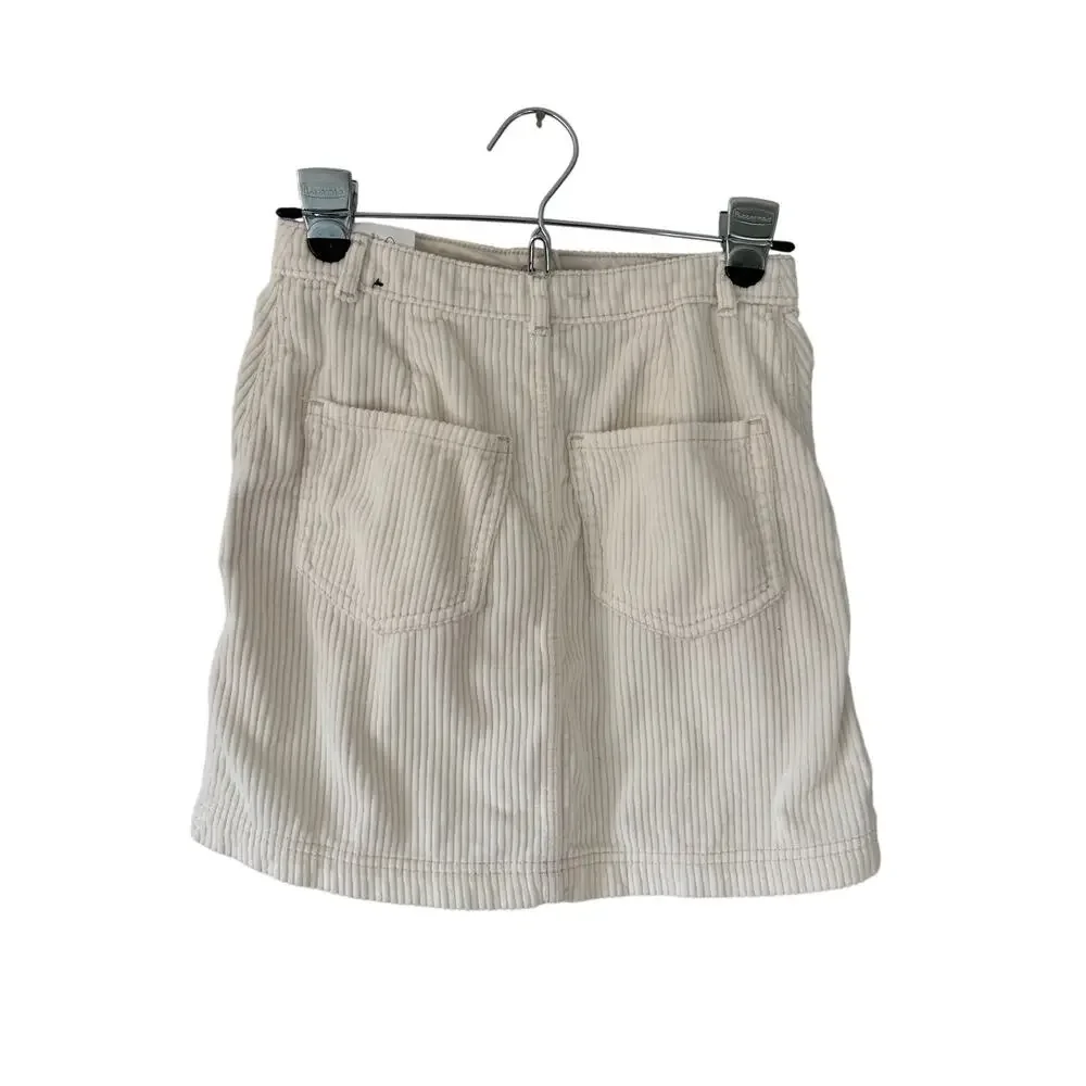 Abercrombie & Fitch Cream Corduroy Button Front Mini Skirt Extra Small